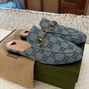 Gucci Horsebit Princetown Blue Loafer Miles - 36